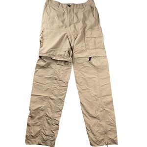 Magellan Outdoors Fish Gear Convertible Cargo Pants Mens M Tan Hiking Zip Off